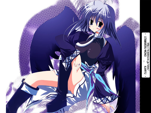 Anime girl blue eyes purple free wallpaper for desktop - medium preview image