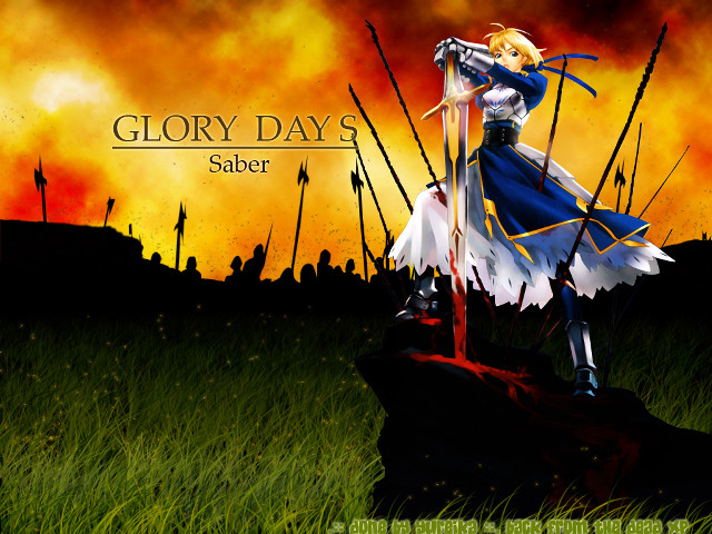 Woman blue dress sword fire free wallpaper for desktop - medium preview image