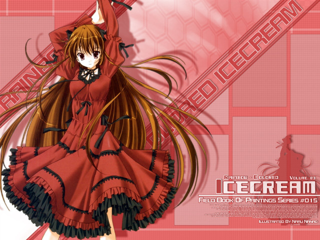 Red dress girl long hair free wallpaper for desktop - medium preview image