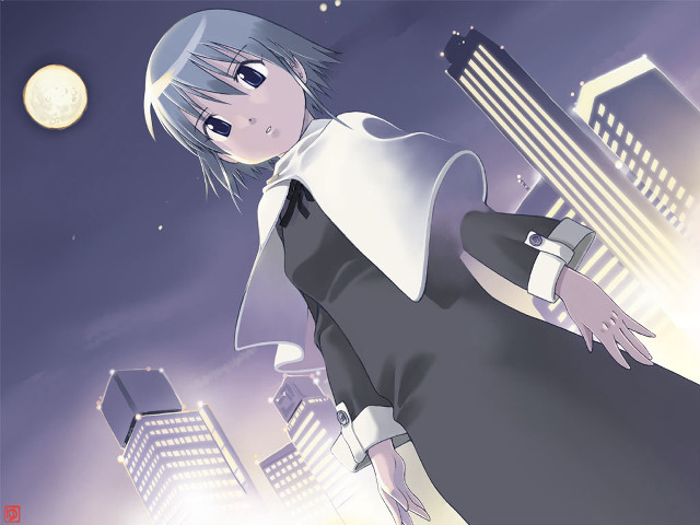 Ayako rokkaku night cityscape fullmoon free wallpaper for desktop - medium preview image