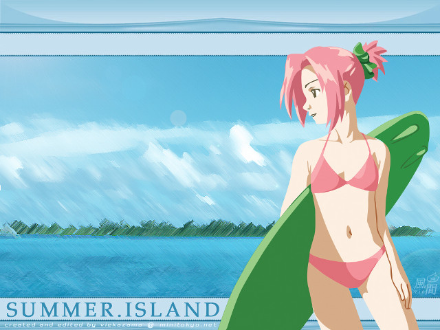 Pink bikini surfboard beach pony free wallpaper for desktop - medium preview image