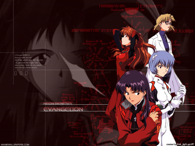Evangelon anime group poster neo free wallpaper for desktop - medium preview image