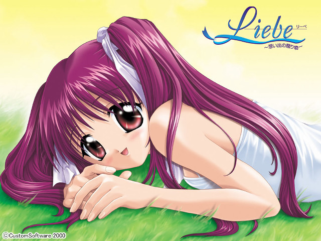 Purple hair girl laying on free wallpaper for desktop - medium preview image