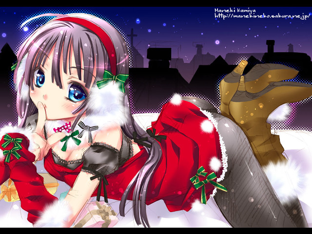 Santa girl bed aurora snow free wallpaper for desktop - medium preview image