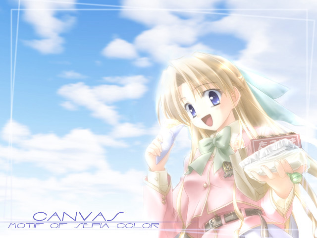 Anime girl toothbrush clouds sky #2 free wallpaper for desktop - medium preview image