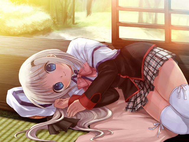 Woman laying window mouse cat free wallpaper for desktop - medium preview image