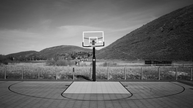 Basketball court hoop mountains black free wallpaper for desktop - medium preview image