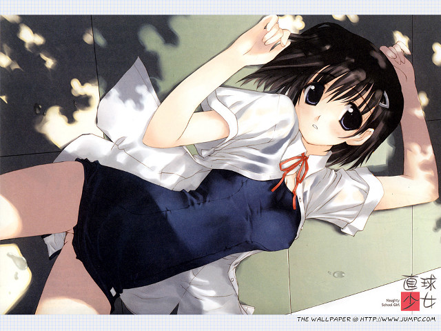 Girl schooluniform posing blackhair mangadrawing free wallpaper for desktop - medium preview image