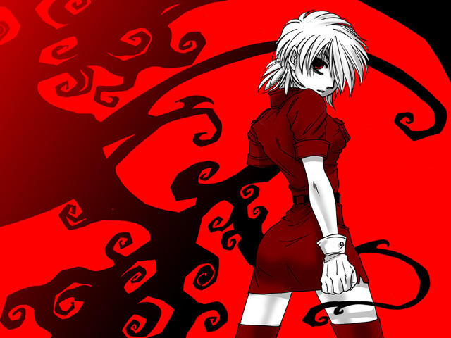 Red dress woman anime torii free wallpaper for desktop - medium preview image