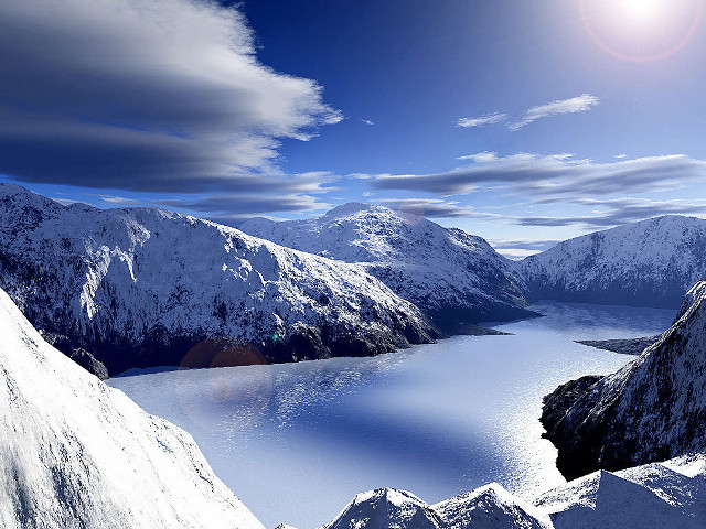 Snowboarder jump mountain lake air free wallpaper for desktop - medium preview image