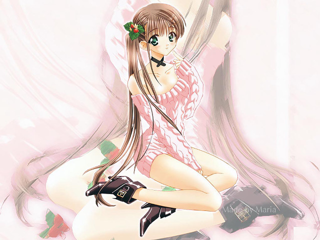 Long haired woman sitting hat free wallpaper for desktop - medium preview image