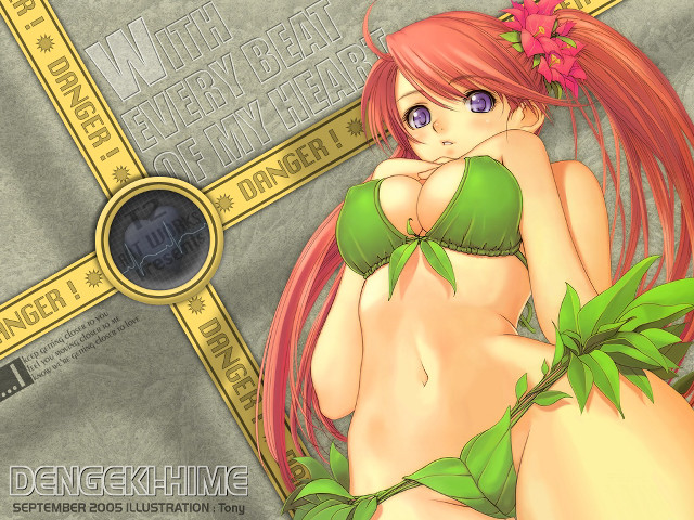 Pink haired plant girl bikini free wallpaper for desktop - medium preview image