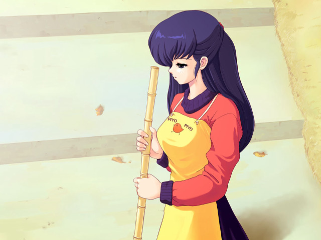 Woman yellow red dress bamboo free wallpaper for desktop - medium preview image