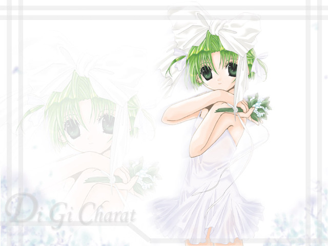 Girl white dress green plant free wallpaper for desktop - medium preview image