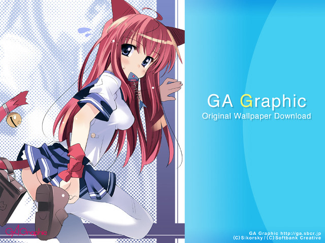 Red haired girl cat ears free wallpaper for desktop - medium preview image