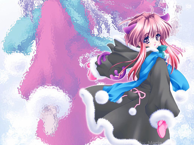 Anime girl black dress pink free wallpaper for desktop - medium preview image