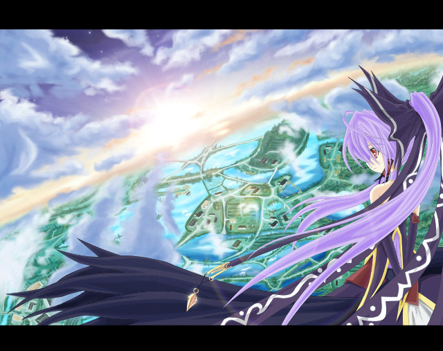 Anime purple hair dress sky free wallpaper for desktop - medium preview image
