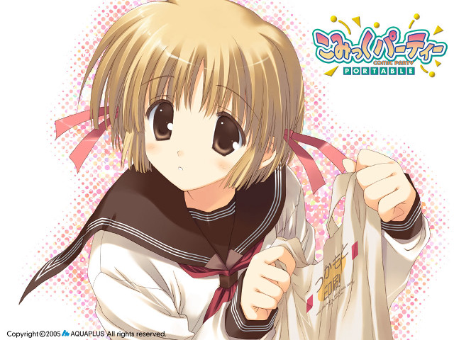 Blonde girl sailor uniform holding free wallpaper for desktop - medium preview image