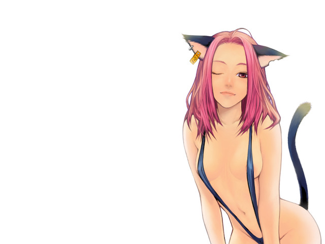 Pink cat girl anime furry free wallpaper for desktop - medium preview image