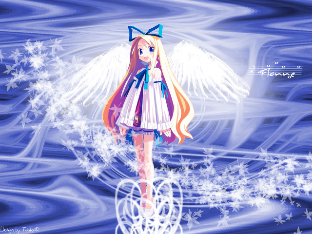 Anime girl angel wings water free wallpaper for desktop - medium preview image