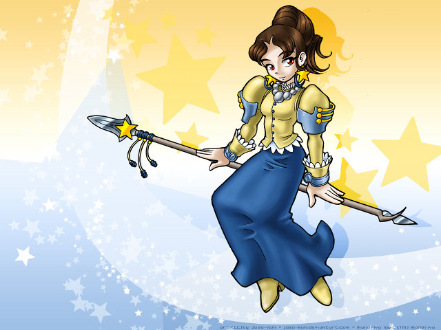 Cartoon girl holding star wand free wallpaper for desktop - medium preview image