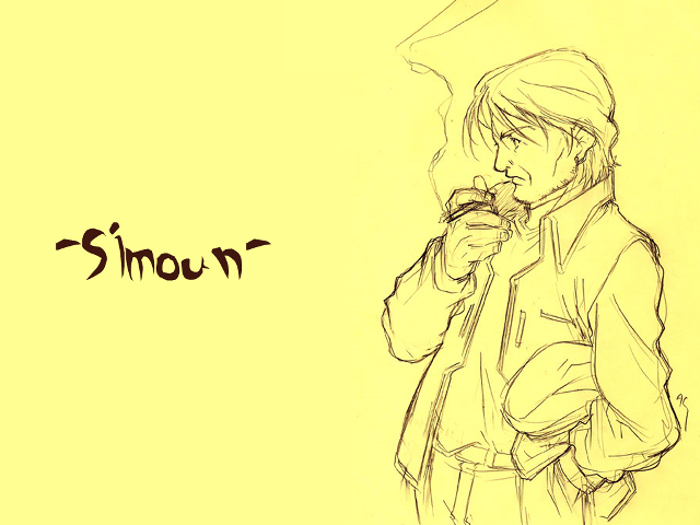 Man smoking simon yellow sketch free wallpaper for desktop - medium preview image