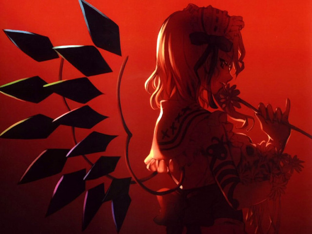 Woman sword red background gothic free wallpaper for desktop - medium preview image