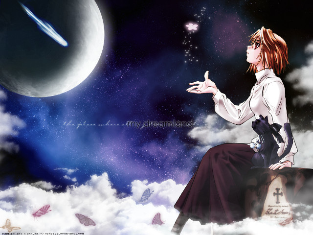 Clouds suitcase moon shootingstar anime free wallpaper for desktop - medium preview image