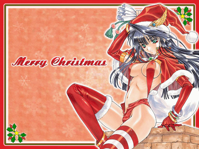 Santa woman brick wall christmas free wallpaper for desktop - medium preview image