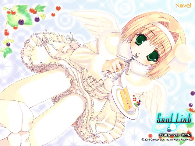 Anime girl coffee cherry wings free wallpaper for desktop - medium preview image