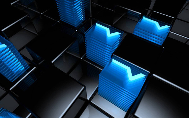 Chairs blue lights black room free wallpaper for desktop - medium preview image