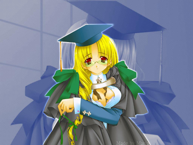 Graduation girl anime honeycomb roses free wallpaper for desktop - medium preview image