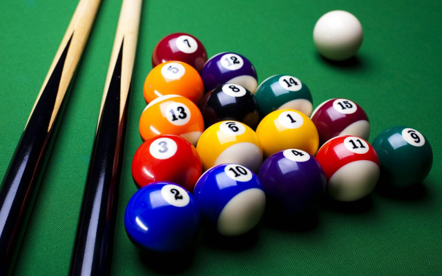 Pool table cues balls green free wallpaper for desktop - medium preview image