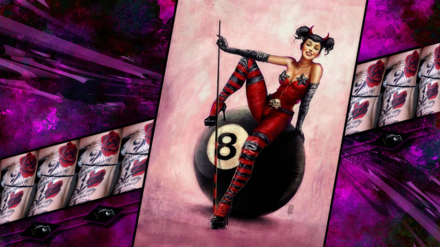 Woman red dress ball eight free wallpaper for desktop - medium preview image