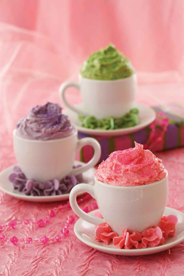 Three cups pink green decorations free wallpaper for mobile - medium preview image
