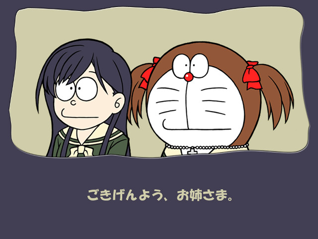 Cartoon girl cat head shoulder free wallpaper for desktop - medium preview image