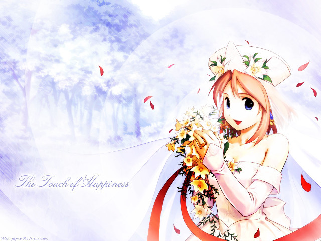 Woman white dress flower bouquet #2 free wallpaper for desktop - medium preview image