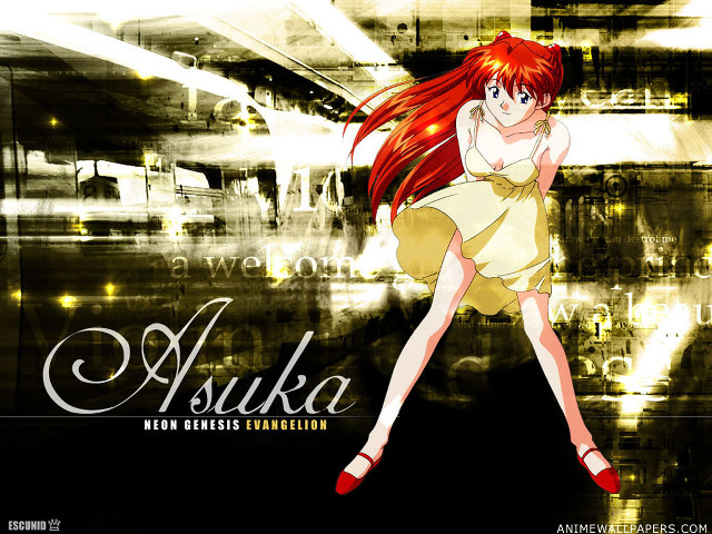 Anime girl red hair yellow free wallpaper for desktop - medium preview image