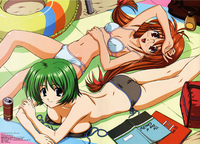 Anime girls beach towel bikini free wallpaper for desktop - medium preview image