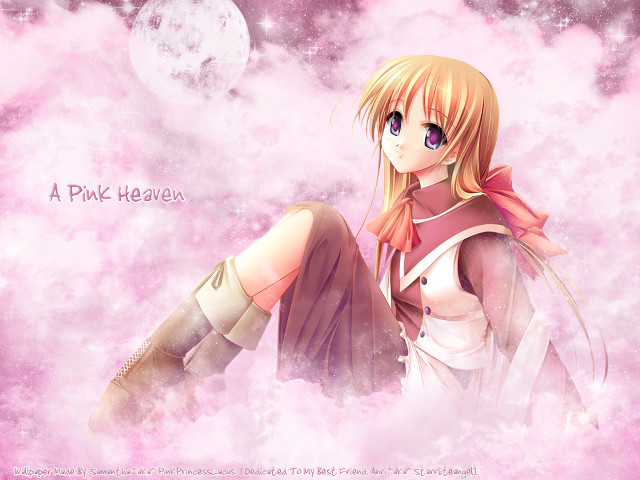 Girl cloud pink moon anime free wallpaper for desktop - medium preview image
