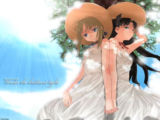 Anime girls dress hats outdoors free wallpaper for desktop - medium preview image