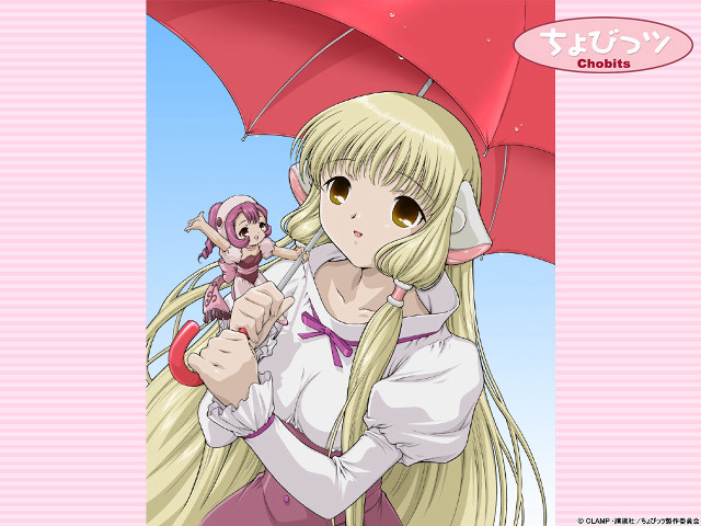 Blonde girl umbrella doll pink free wallpaper for desktop - medium preview image