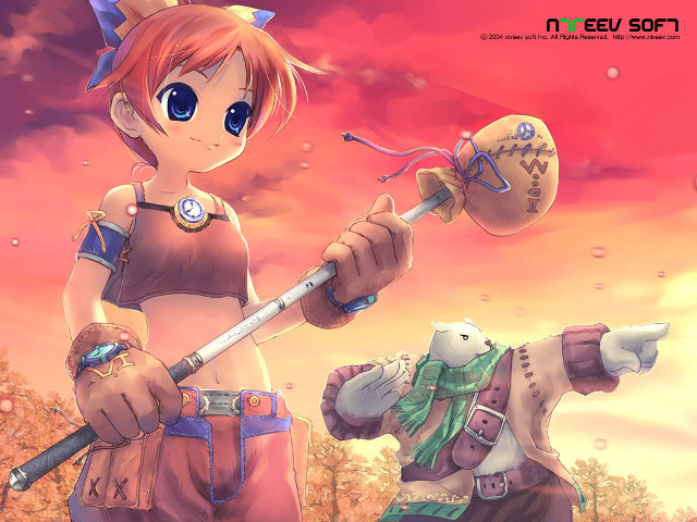 Girl sword dog sunset fantasy free wallpaper for desktop - medium preview image