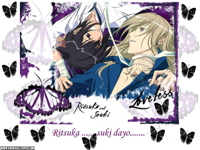 Ritsuka jiki hug butterflies background free wallpaper for desktop - medium preview image