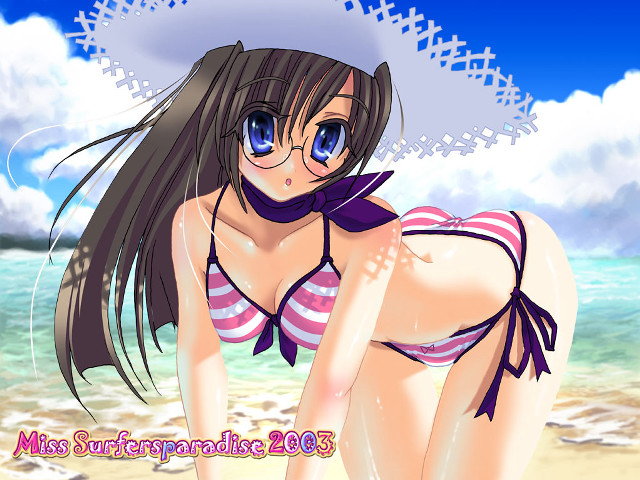 Girl beach bikini hat scarf free wallpaper for desktop - medium preview image