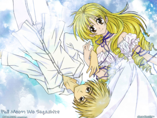 Anime couple flying sky blonde free wallpaper for desktop - medium preview image