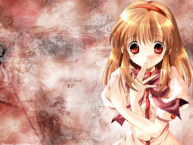 Anime girl blonde hair cherry free wallpaper for desktop - medium preview image