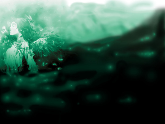 Woman green dress field bird free wallpaper for desktop - medium preview image