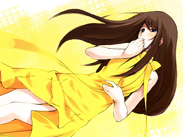 Yellow dress wind blown anime free wallpaper for desktop - medium preview image