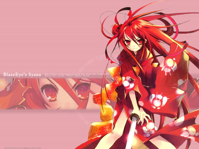 Anime girl red hair sword #6 free wallpaper for desktop - medium preview image